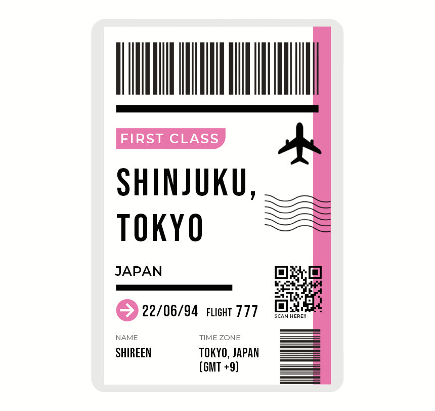 CUSTOMISED BOARDING PASS EZ-LINK CARDS in pink